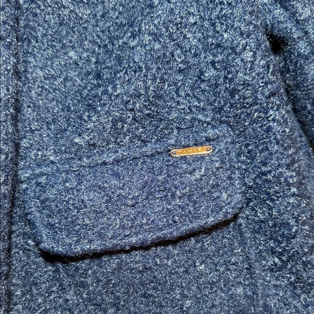 Tahari Textured Pea Coat with Faux Fur Collar